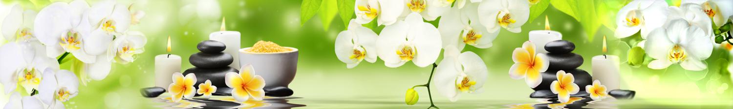 Изображение скинали, цветы, белый, камни, свечи, зеленый, орхидея