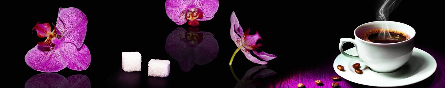 Изображение скинали, кофе, чашка, цветы, орхидея