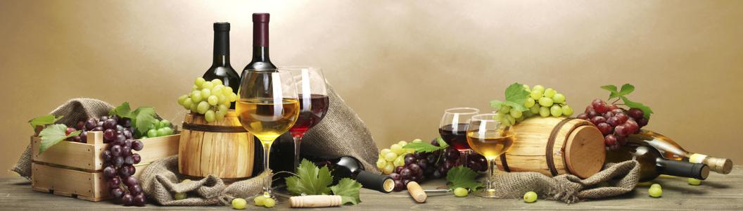 Изображение скинали, виноград, вино, бочка, бокалы