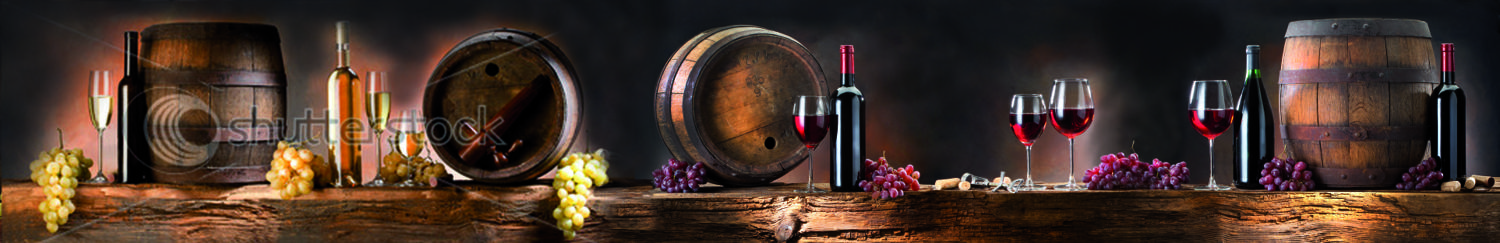 Изображение скинали, виноград, вино, бочки, бутылка