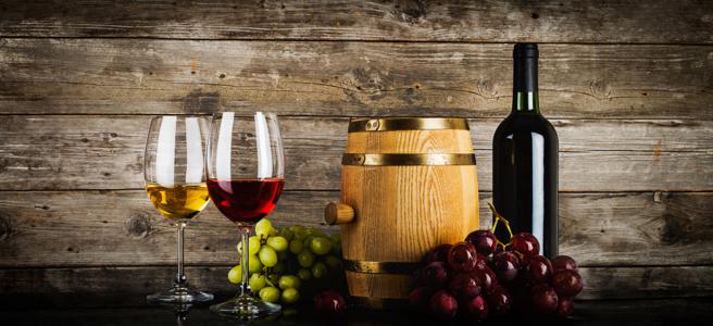 Изображение скинали, виноград, вино, бочка, бутылка