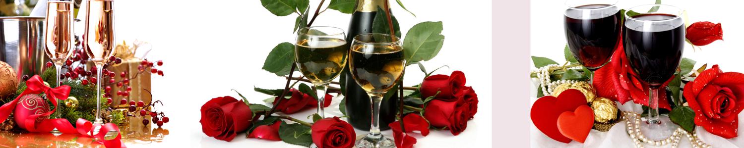 Изображение скинали, роза, бокал, вино, бутылка, шампанской